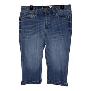 Seven7 Audrey Skimmer Jeans Size 12 Mid Rise Stretch Denim Capris Casual Blue